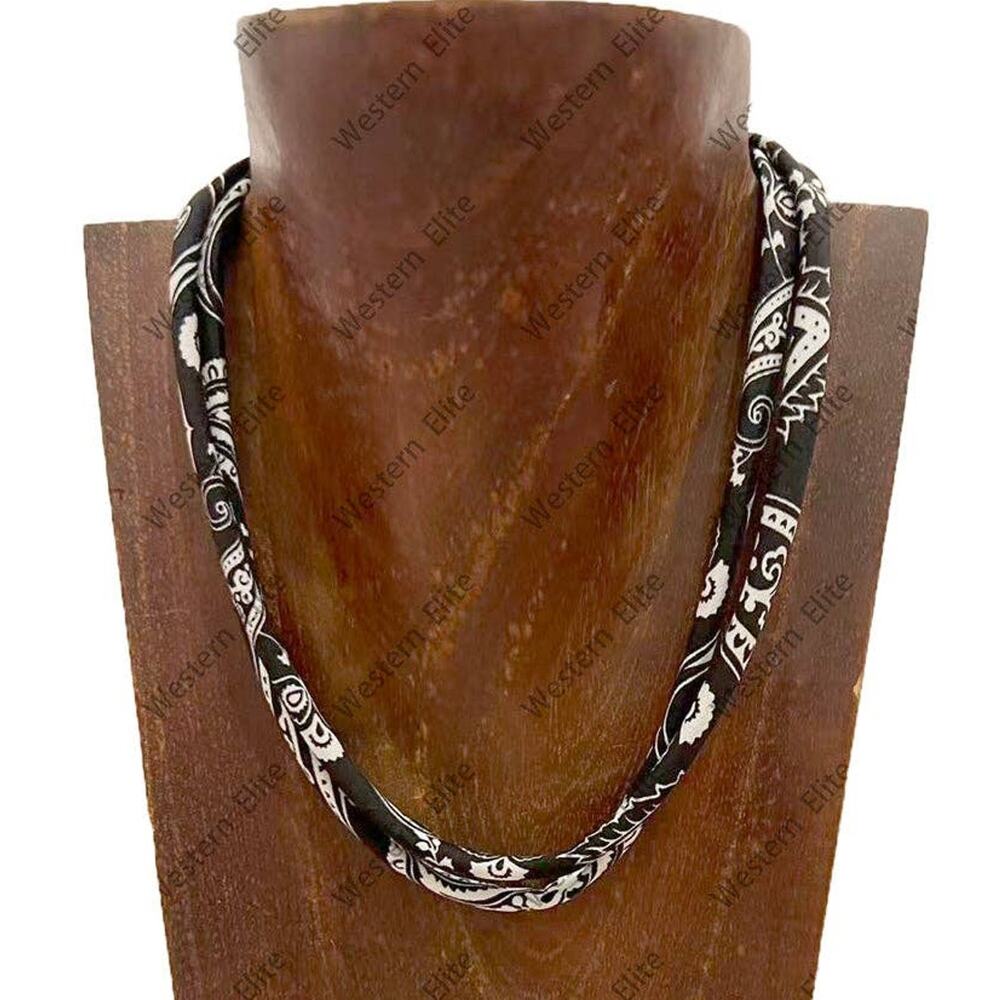 Black Silk-Feel Scarf Necklace
